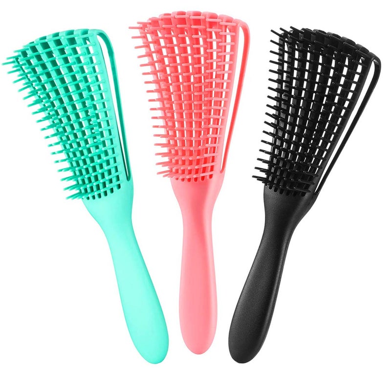 A.DASHER 3 Pack Hair Detangler Brush for Afro America/African Textured 3a to 4c Kinky Wavy/Curly/Coily/Wet/Dry/Oil/Thick/Long Hair, Detangling Brush for Natural, Exfoliating Your Scalp for Beautiful - Image 1